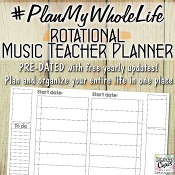 Preview of #PlanMyWholeLife Music Teacher Planner Bundle: Rotational