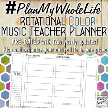Preview of #PlanMyWholeLife Music Teacher Planner Bundle: Rotational COLOR