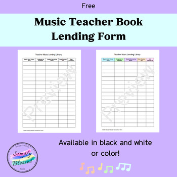 Preview of Music Teacher Lending Library Form
