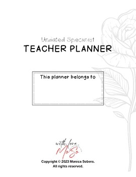 Preview of Undated Specialist Lesson Plan Book (2023 Updated Version)