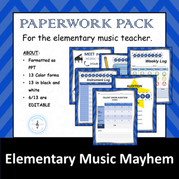 Preview of ES Music Teacher Paperwork Pack- Forms, Rubrics, Behavior, Parent Letters, etc.