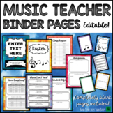 Music Teacher & Sub Binder Pages- Editable Watercolor Theme