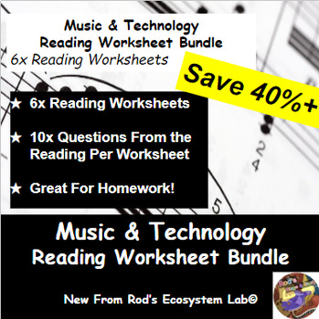 Preview of Music & Technology Chapter Reading Worksheet Bundle **Editable**