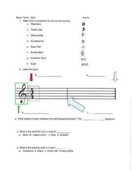 Preview of Music Term/Symbol Quiz