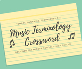 Music Terminology Crossword Puzzle: Middle & High School: 