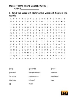 Preview of Music Terms Word Search #3 (G-J)