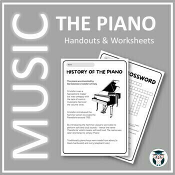 Preview of Music - The Piano - Handouts & Worksheets