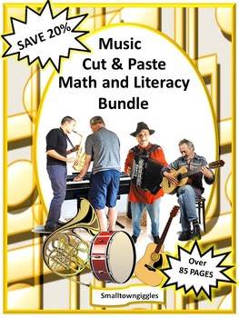 Preview of Music Theme Bundle Special Education Math and Literacy Centers Worksheets Games