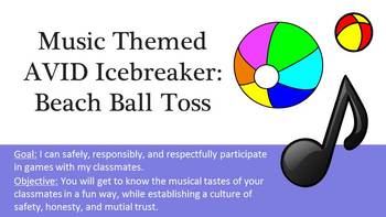 Preview of Music Themed AVID Icebreaker Beach Ball Toss