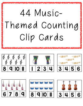 Preview of Music Themed Counting Clip Cards: Creative Curriculum Music Making Study