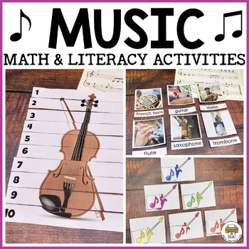 Preview of Preschool Music Themed Math and Literacy Activities