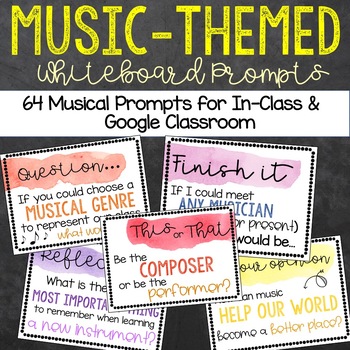 Music Themed Whiteboard Prompts (PowerPoint & Google Slides)