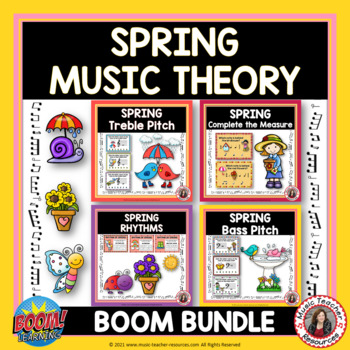 Preview of Music Theory BOOM Cards BUNDLE for SPRING