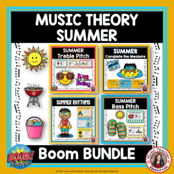 Preview of Music Theory BOOM Cards BUNDLE for SUMMER