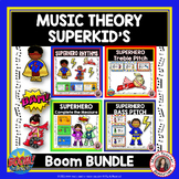 Music Theory BOOM Cards BUNDLE with an SUPERKIDS Theme