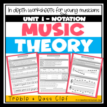 Preview of Music Theory Band Worksheets - Unit 1 Notation - non-tech
