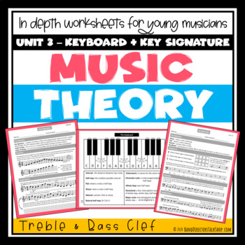 Preview of Music Theory Band Worksheets- Unit 3 -Keyboard & Key Signature