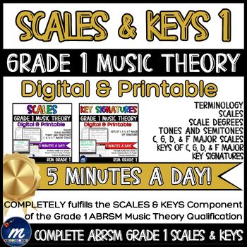Preview of Music Theory COMPLETE Grade 1 ABRSM SCALES & KEYS No Prep Bell Ringers Starters