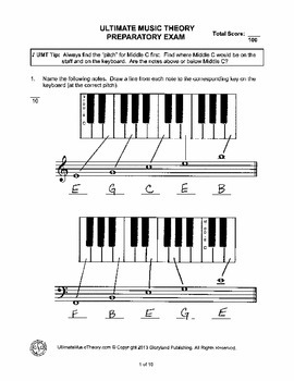 Preview of Music Theory Exam - Preparatory Practice Exam ANSWERS