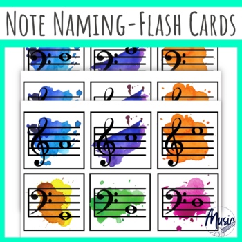Preview of Music Theory Flashcards Note Naming Flash Card Set Treble Clef and Bass Clef