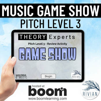 Preview of Music Theory Game Show Pitch Level 3 for THEORY Experts Music Boom Cards