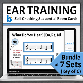 Preview of Ear Training Music Games Identify Melodic Patterns Boom Cards Bundle - Key of C