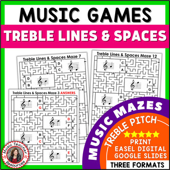 Preview of Music Theory Worksheets - Treble Clef Notes Music Game