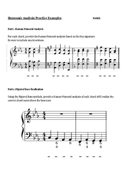 Preview of Music Theory: Harmonic Analysis & Figured Bass Quiz / Practice Assignment