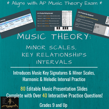 Preview of Music Theory-Interval Training, Minor Scales | Slides with Practice Assessments