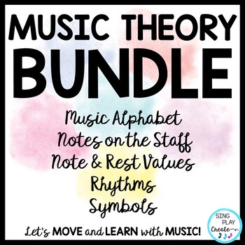Music Theory Lessons, Games, Song, Worksheets, Flash Cards, Videos, 1-6 BUNDLE