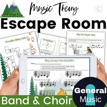 Preview of Music Theory Escape Room - band, choir, general music assessment Mountain Theme