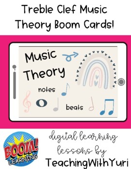 Preview of Music Theory Note Names, Beats, Notes on a Staff BOOM cards