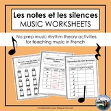 Music Theory Rhythm and Notes FRENCH Activity