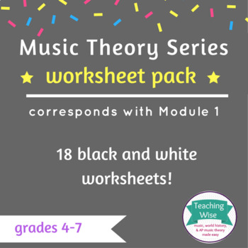 Preview of Music Theory Worksheet Pack - Treble/Bass, Alto/Tenor Clefs, Rhythm, & more!