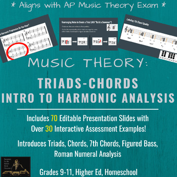 Preview of Music Theory-Triads, Chords, Harmonic Analysis | Slides with Practice Assessment