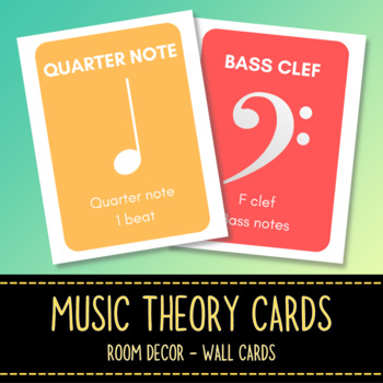 Preview of Music Theory Wall Cards - Room Decor Word Wall - Musical Flashcards