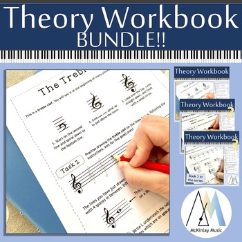 Preview of Music Theory Workbooks BUNDLE for middle school and older beginners