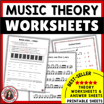 Preview of 1 Music Theory Worksheets for Middle School Lesson Plans - Quizzes - Sub Plans