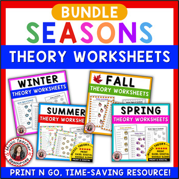 Preview of Music Theory Worksheets - Seasons BUNDLE