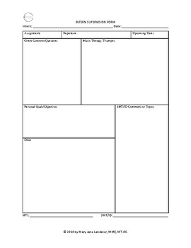 Preview of Music Therapy Intern Supervision Format Sheet