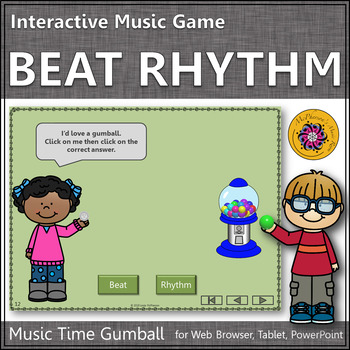 Preview of Beat vs Rhythm Elementary Music ~ Interactive Music Opposites Game