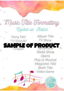 Preview of Music Title Formatting (Poster or Handout)
