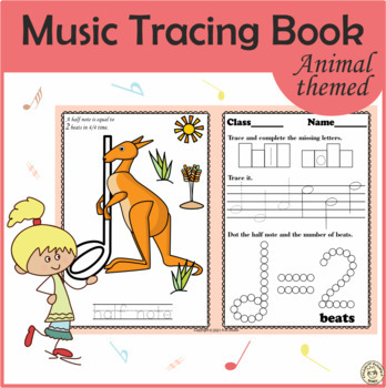 Preview of Music Tracing Book | Animal Themed  | Print and Digital