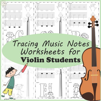 Preview of Music Tracing Notes Worksheets for Violin Students
