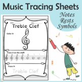Music Tracing Worksheets  | Notes, Rests, and Symbols | Pr