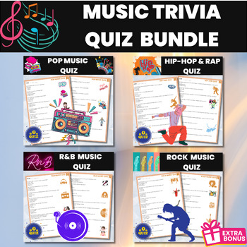 Preview of Music Trivia Quiz Bundle | Pop and Rock Music |  RnB & Rap Music | Pop Culture