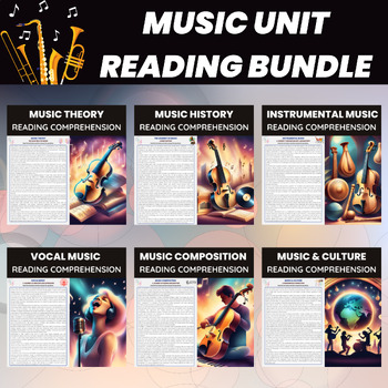 Preview of Music Unit Reading Comprehension Bundle | History Types Culture and Tech