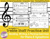Music Unit Treble Staff Practice for Piano and Xylophone BUNDLE