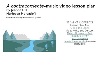 Preview of Music Video Lesson for Spanish 1--A contracorriente