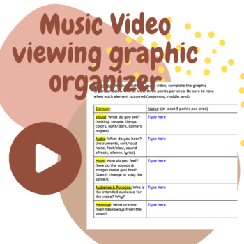 Preview of Music Video Viewing Guide Graphic Organizer